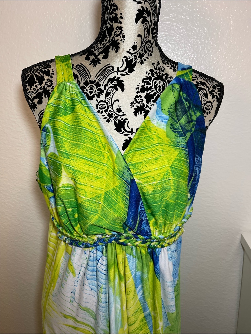 🌞Vibrant Green and Blue Maxi Dress Size  XL
